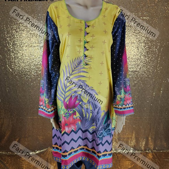 Asim Jofa 3PC Printed Lawn Cambric Cotton Shalwar Kameez Pakistani/Indian L, XL - Picture 6 of 12